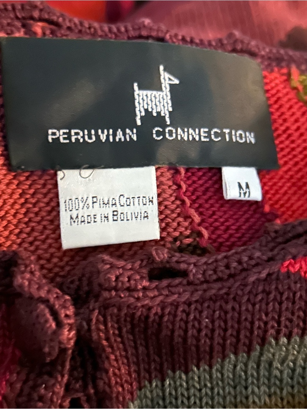 Vintage Pima Cotton PERUVIAN CONNECTION  Short Sleeve Cardigan Knit Sweater - Picture 15 of 15